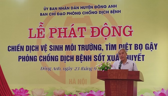 Huyện Đông Anh tổ chức phát động Chiến dịch vệ sinh môi trường, tìm diệt bọ gậy phòng chống dịch sốt xuất huyết, đợt IV năm 2023